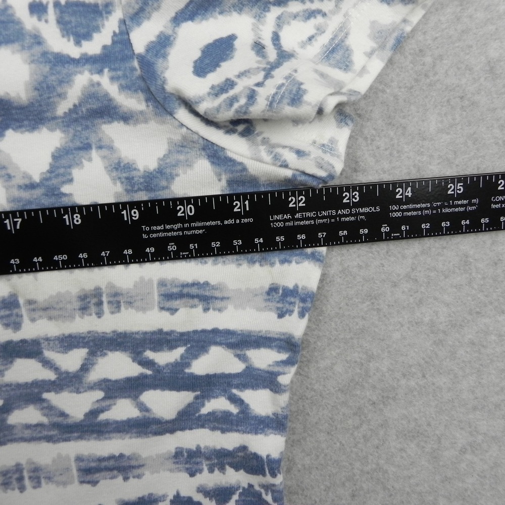 Chico's Shirt Top Womens 3 Casual Scoop Neck Tee Blue Patterned Short Sleeve - Picture 5 of 8